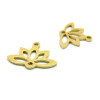 Pendentifs Yoga, Fleur de Lotus 18 mm,  acier Inoxydable finition Doré à l'or fin 18K