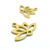 Pendentifs Yoga, Fleur de Lotus 18 mm,  acier Inoxydable finition Doré à l'or fin 18K