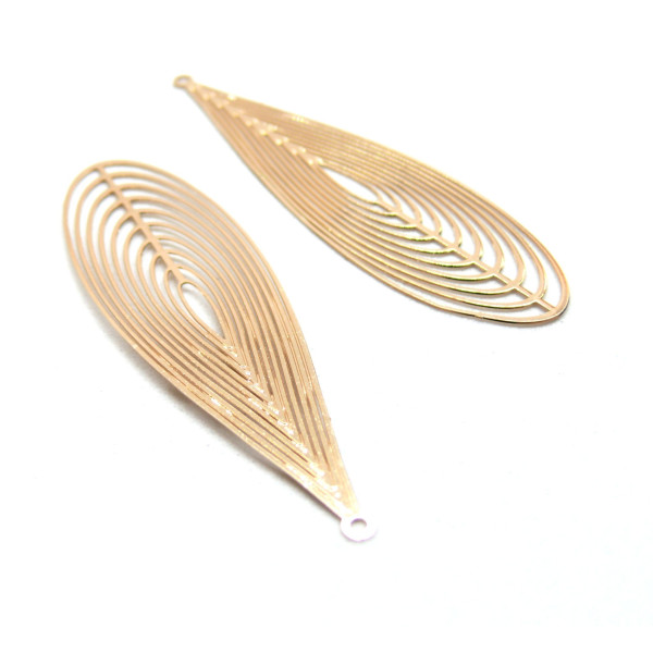 Pendentifs Goutte 55mm, laiton finition Doré à l'or fin 24K, pour fabrication de bijoux