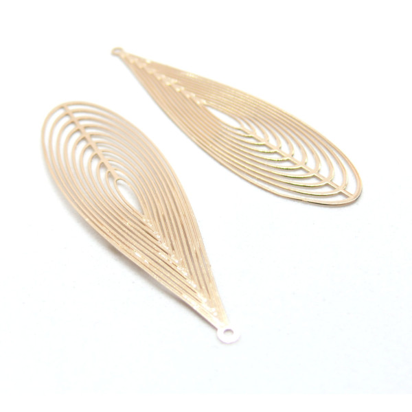 Pendentifs Goutte 55mm, laiton finition Doré à l'or fin 24K, pour fabrication de bijoux