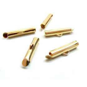 Embouts Pince Tubes 20mm Miyuki, Tissage, Chaine à Billes, Acier Inoxydable 304 finition Doré  à l'or fin 18K