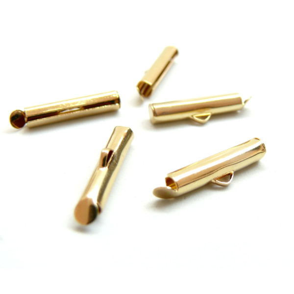 Embouts Pince Tubes 20mm Miyuki, Tissage, Chaine à Billes, Acier Inoxydable 304 finition Doré  à l'or fin 18K