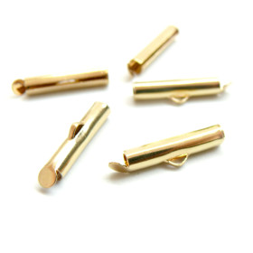 Embouts Pince Tubes 20mm Miyuki, Tissage, Chaine à Billes, Acier Inoxydable 304 finition Doré  à l'or fin 18K