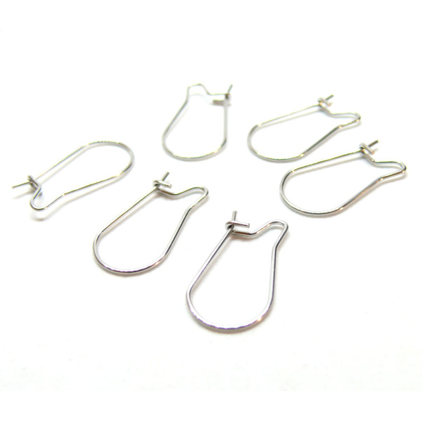 Boucles d'oreille, Dormeuse 21 par 11mm, Acier Inoxydable 316 finition Argenté