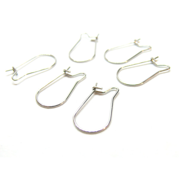 Boucles d'oreille, Dormeuse 21 par 11mm, Acier Inoxydable 316 finition Argenté