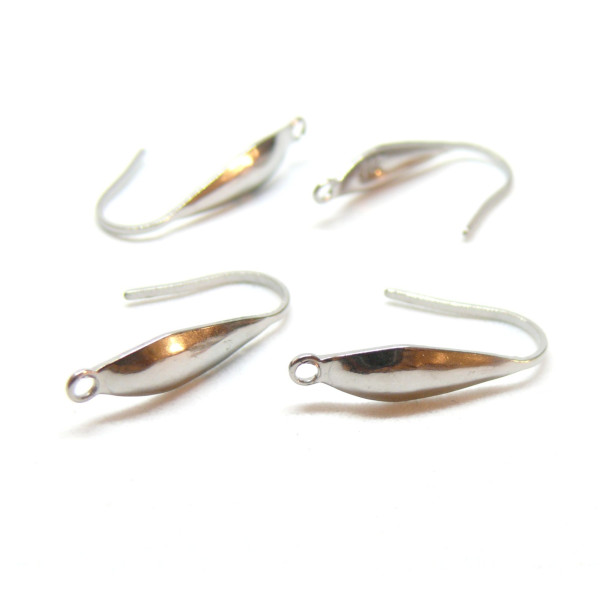 Boucles d'oreille, Crochets Epais 20mm, Acier Inoxydable 316 Chirurgical finition Argent