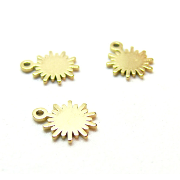 Pendentifs Mini Soleil 10mm, Acier Inoxydable 304, finition DORE