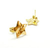 Boucles d'oreilles, Puces Etoile martelé 12.5mm, Acier Inoxydable 304, finition Doré, avec embouts poussoirs