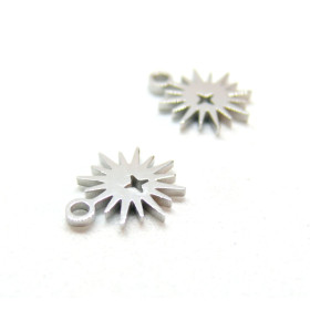 Pendentifs Etoile 8mm, Acier Inoxydable 304 finition Argenté, fabrication de bijoux