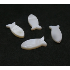 Perles intercalaire, Nacre Blanche, Poisson 17mm, fournitures pour fabrication de bijoux