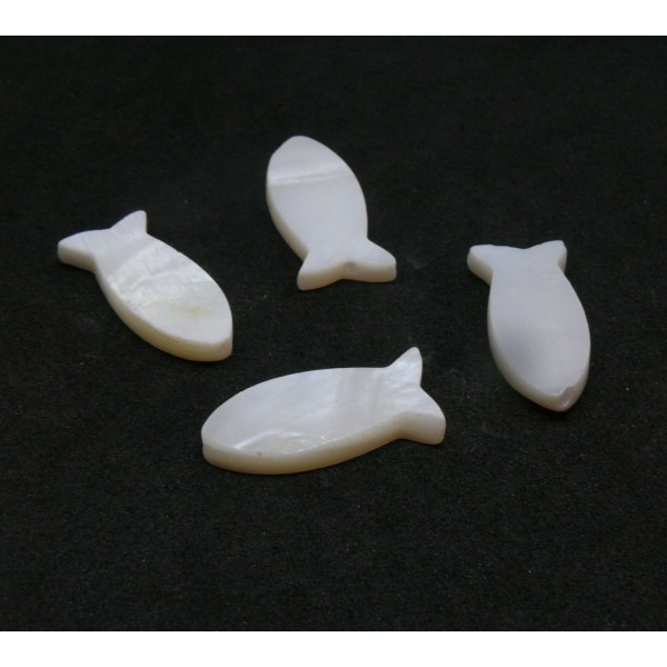 Perles intercalaire, Nacre Blanche, Poisson 17mm, fournitures pour fabrication de bijoux