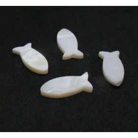 Perles intercalaire, Nacre Blanche, Poisson 17mm, fournitures pour fabrication de bijoux