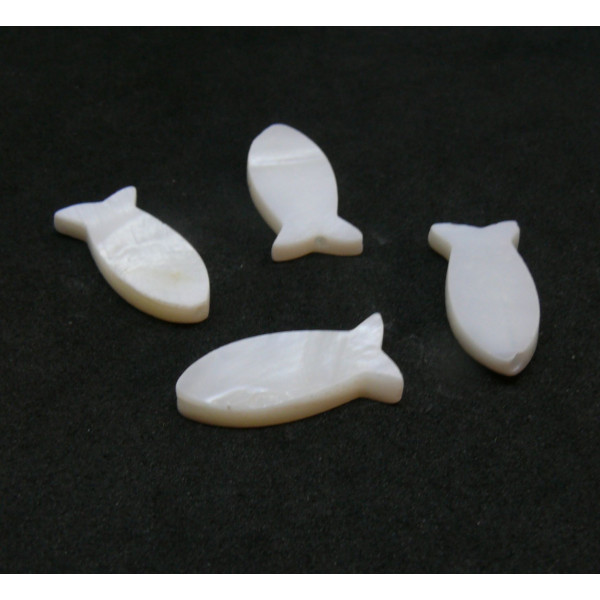 Perles intercalaire, Nacre Blanche, Poisson 17mm, fournitures pour fabrication de bijoux