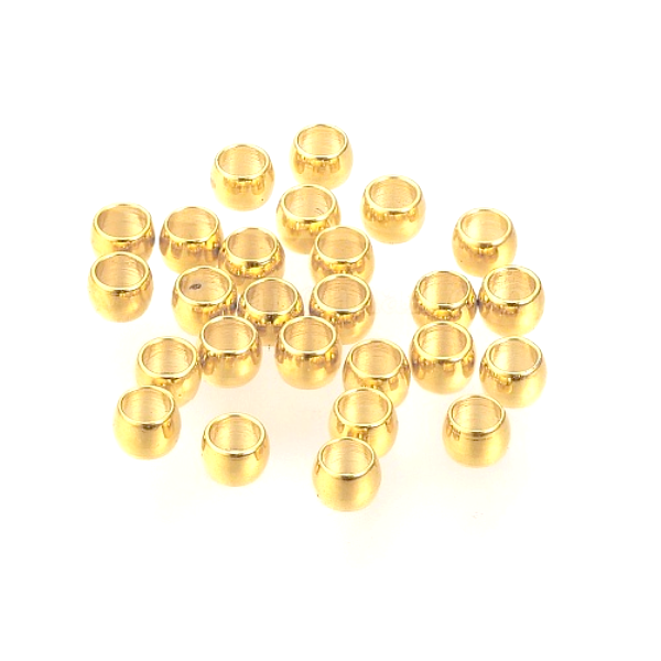 Perles à Écraser 2mm, Acier Inoxydable 316, finition Doré à l'or fin 24K