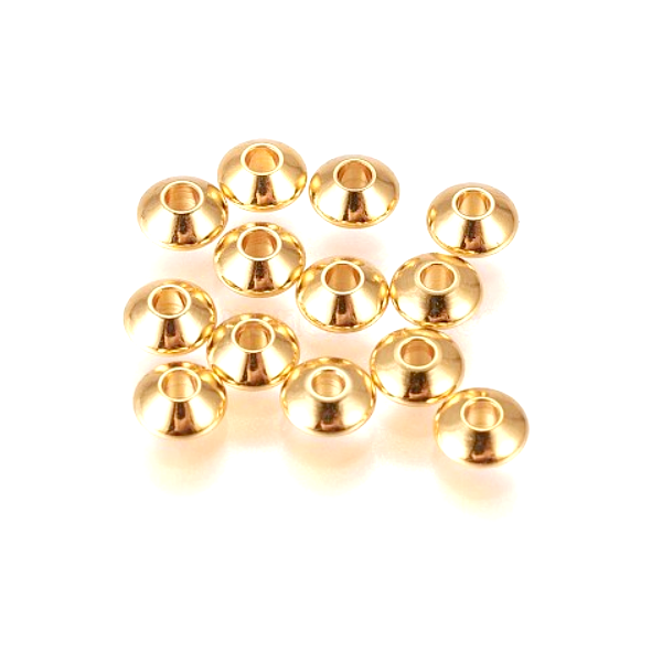 Perles intercalaires Rondelles 6 par 3mm, Acier Inoxydable 304, finition Doré à l'or fin 24K