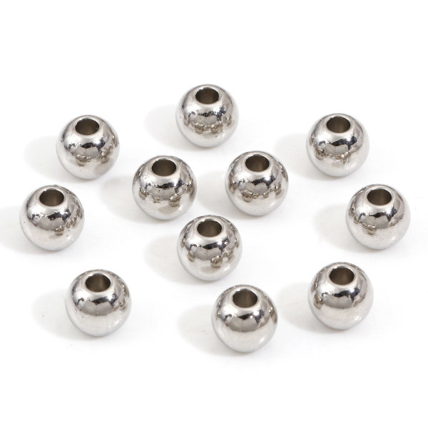 Perles intercalaires Bille 2mm trou 0.8mm, Acier Inoxydable 304, finition Argent Platine
