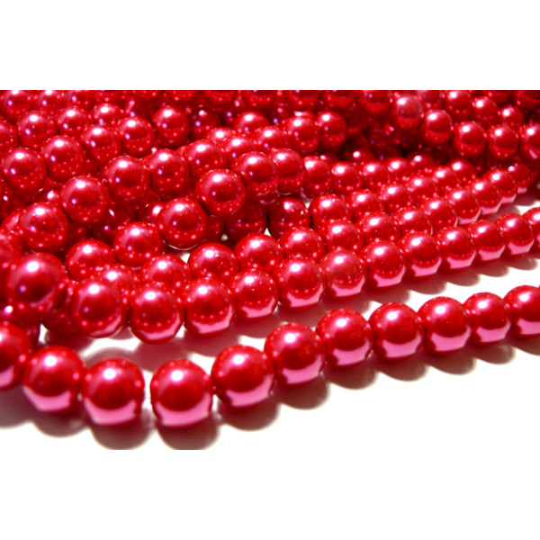 perles de verre, nacre, rose flash, 6mm