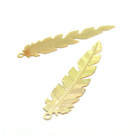 Pendentifs, Estampes Plumes, Acier Inoxydable 304, finition Doré à l'or fin 18K