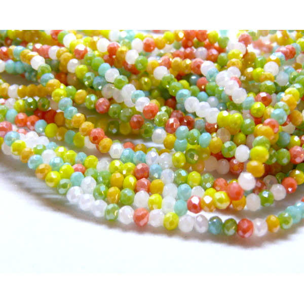 Perles Rondelles 3 par 2mm, Verre Facettée, coloris A05
