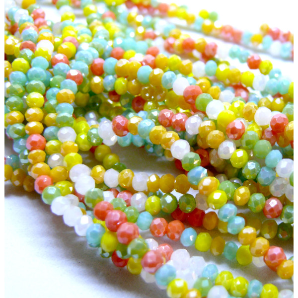 Perles Rondelles 3 par 2mm, Verre Facettée, coloris A05
