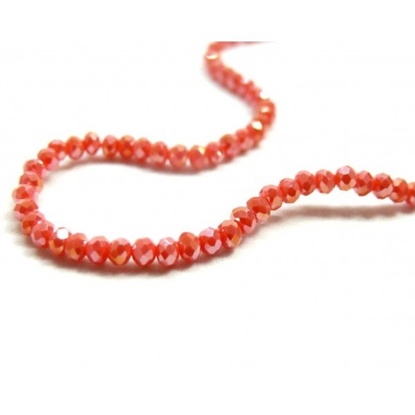 Perles, rondelles facettées, en verre 2.5 par 2mm, Rose couleur B06