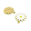Pendentif Marguerite 14mm émaillé, Acier Inoxydable 304, finition Doré à l'or fin 18K, Placage IONIQUE
