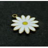Pendentif Marguerite 14mm émaillé, Acier Inoxydable 304, finition Doré à l'or fin 18K, Placage IONIQUE