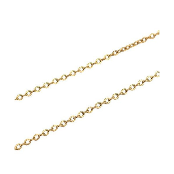 Colliers princesse 45 cm, maille Jaseron 2 mm, Acier Inoxydable 304, finition Doré à l'or fin 18K,  placage IONIQUE