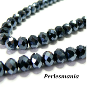 Perles Rondelles Facettées 8x10mm – Verre Gris