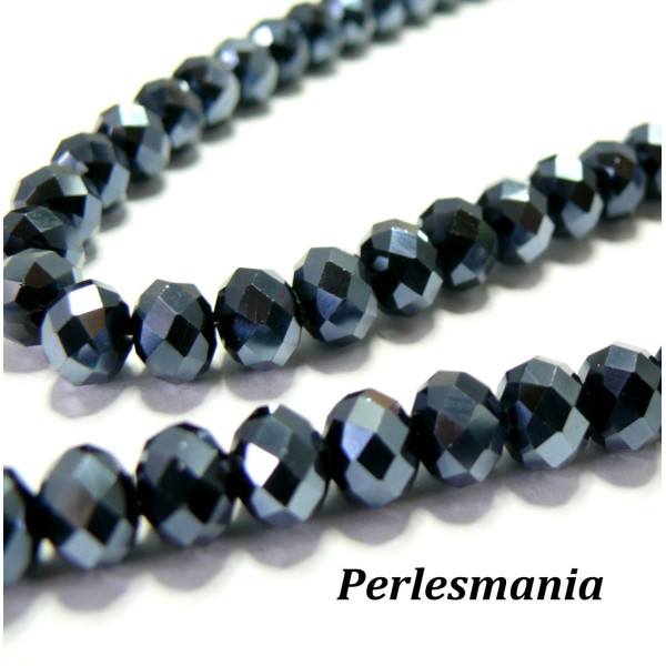 Perles Rondelles Facettées 8x10mm – Verre Gris