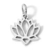 Pendentifs Fleur de Lotus avec anneau,  Acier Inoxydable 304, finition Argenté