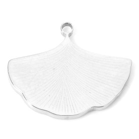 Pendentif Feuille de Gingko 15.5mm, Acier Inoxydable 304 coloris Argent Platine