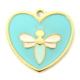 Pendentif Soleil en résine émaillé 14.5mm, Acier Inoxydable 304, finition Doré Placage IONIQUE