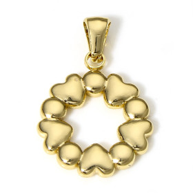 Pendentif Couronne de Coeur 21mm, Acier Inoxydable 304, finition Doré à l'or fin 18K