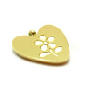 Pendentif Fleur dans Cœur 14mm, Acier Inoxydable 316L, finition Doré à l'or fin 18K, Placage IONIQUE