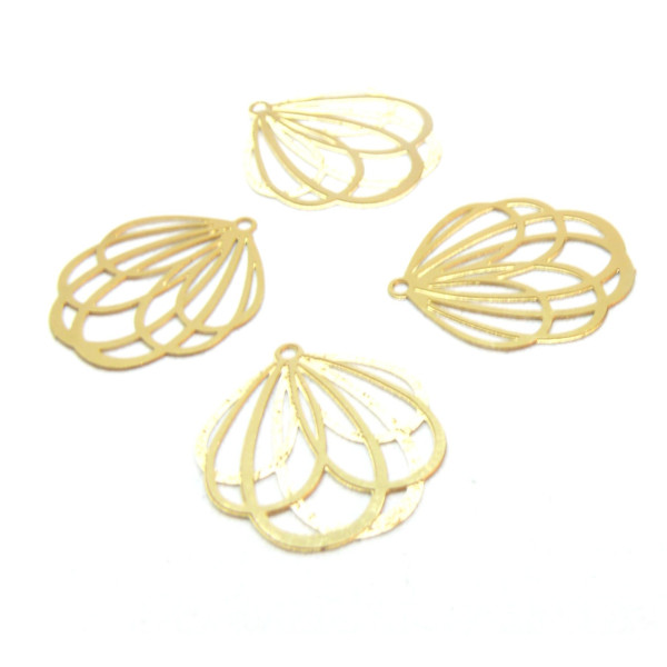 Pendentifs Fleur 20mm, Acier Inoxydable 304, finition Doré à l'or fin 18K