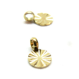 Pendentifs, médaillon Soleil avec anneau transversal 8mm, Acier Inoxydable 316L, finition Doré à l'or fin 18K, Placage IONIQUE