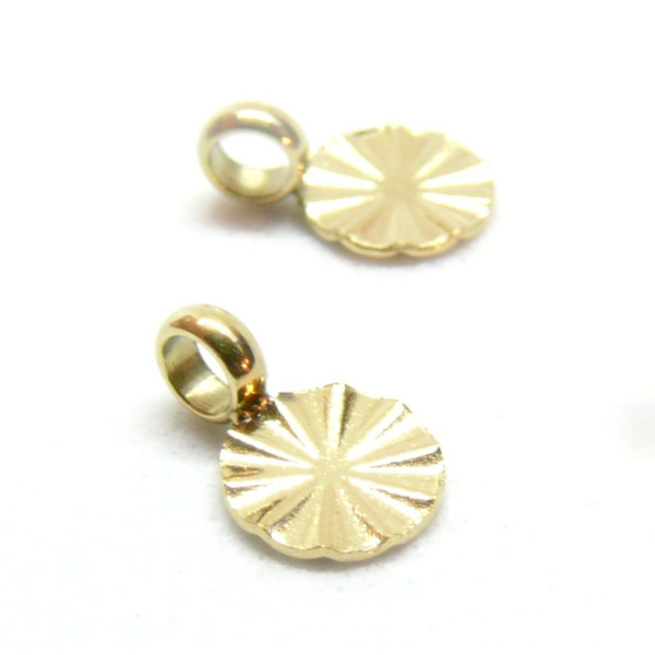 Pendentifs, médaillon Soleil avec anneau transversal 8mm, Acier Inoxydable 316L, finition Doré à l'or fin 18K, Placage IONIQUE