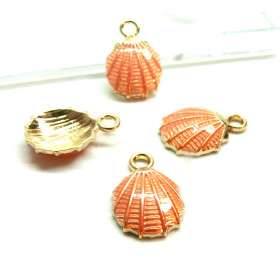 Pendentifs, breloques Coquille Saint Jacques 19 mm, métal Doré