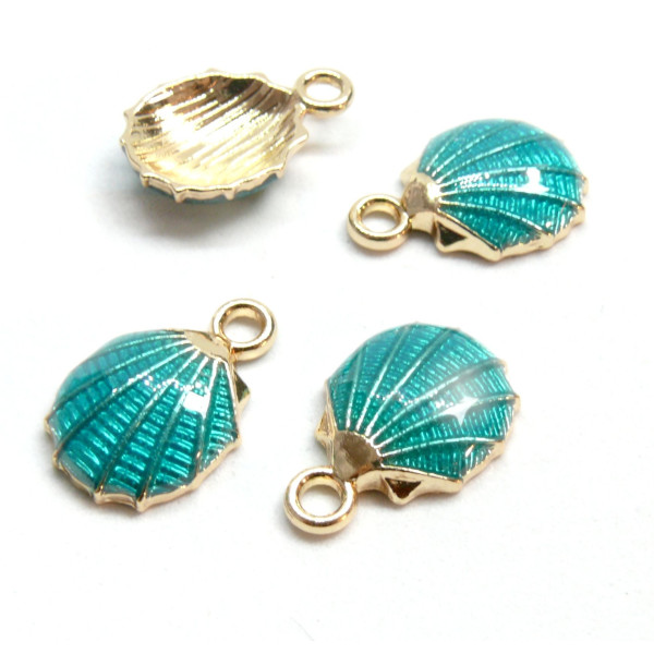 Pendentifs, breloques Coquille Saint Jacques 19 mm, métal Doré