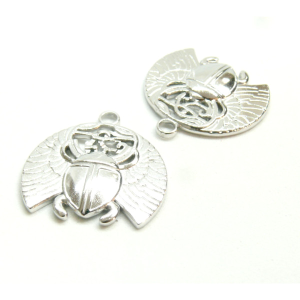 Pendentifs Amulette Scarabée Égyptien 25 mm – Acier Inoxydable 304 – Finition Argentée