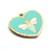 Pendentif Coeur et libellule en résine émaillé 14.5mm, Acier Inoxydable 304, finition Doré Placage IONIQUE