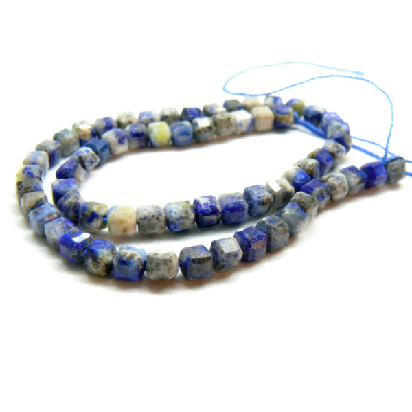 Perles Cube 3mm facettées, Lapis lazuli coloris 05A