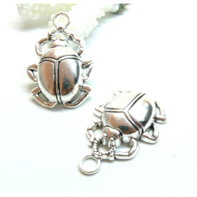 Pendentifs, Scarabée Égyptien 40 mm, métal finition Argent Antique