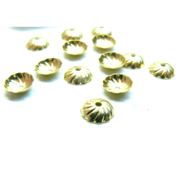 Embouts, calottes,  coupelles 7mm, Acier Inoxydable 316, finition Doré à l'or fin 18K