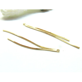 Pendentif double, type passementière, chaine serpent 1mm , Laiton finition Doré à l'or fin 18K