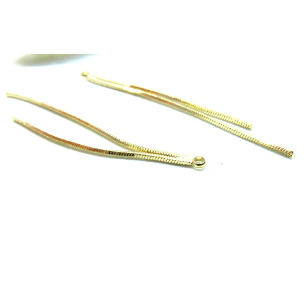 Pendentif double, type passementière, chaine serpent 1mm , Laiton finition Doré à l'or fin 18K