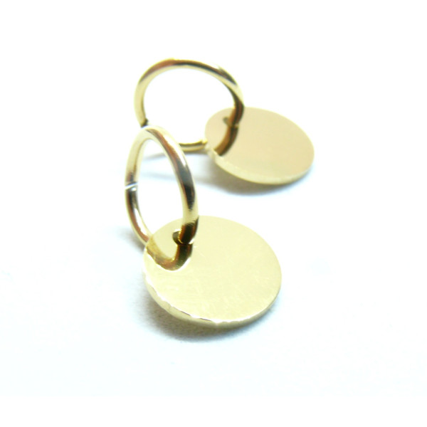 Pendentifs à graver, médaillons 10mm avec anneaux, Acier Inoxydable 304, finition Doré Placage IONIQUE