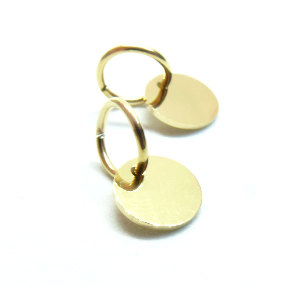 Pendentifs à graver, médaillons 10mm avec anneaux, Acier Inoxydable 304, finition Doré Placage IONIQUE