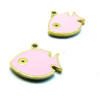 Pendentif Poisson 12mm, résine émaillée, Acier Inoxydable 316L, finition Doré à l'or fin 18K, Placage IONIQUE